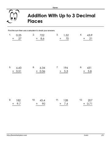 Adding Decimals 3 Places 3