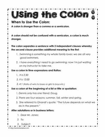 Colon Rules, How to use the Colon