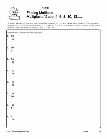Lowest Common Multiple Worksheets