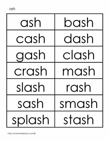 Word Family - ash