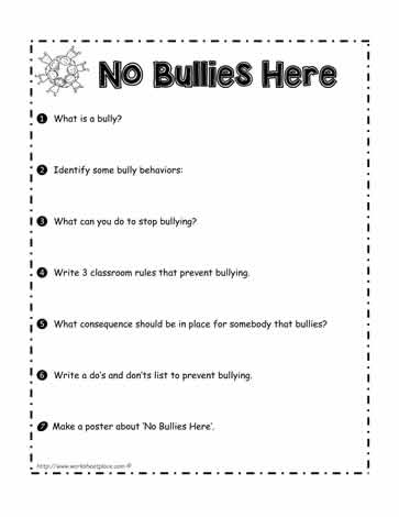 No Bullies Here Worksheet Worksheets