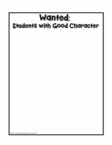 Wanted 'A Good Character' Worksheet