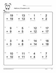 Adding Doubles to 20 Worksheet-11