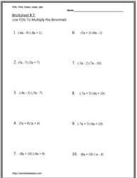 Multiply the Binomials Worksheet 7