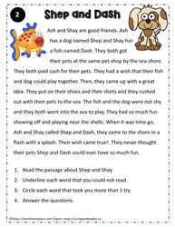 Reading Comprehension Ch and Sh Digraphs