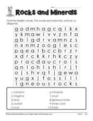Rocks and Minerals Wordsearch 2