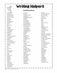 List of transition words for descriptive writing
