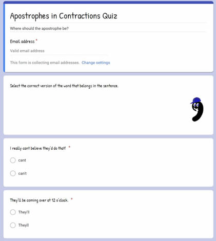 Apostrophe Activity in Google Apps and PDF
