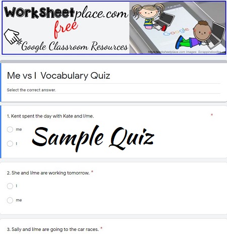 Me or I Worksheets with Answers