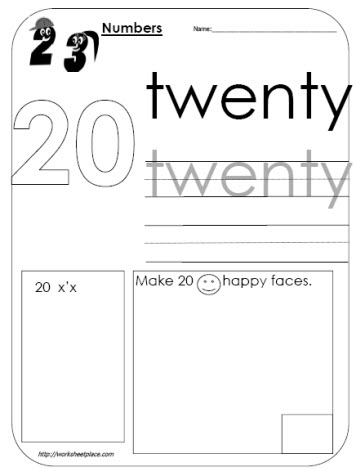 the number 20 worksheets