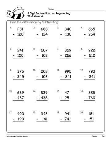 3 digit subtraction worksheets 4