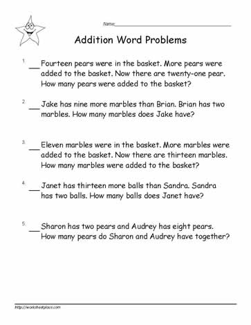 Addition Word Problems to 20-1