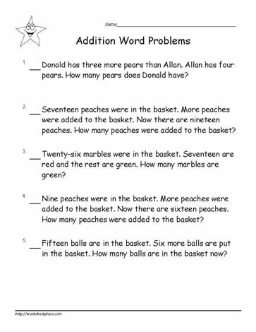 Addition Word Problems to 20-6