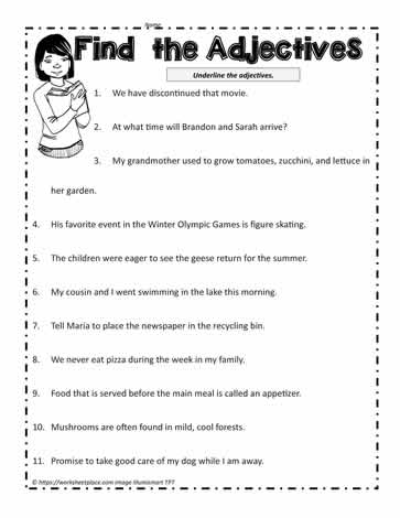 adjective worksheet worksheets