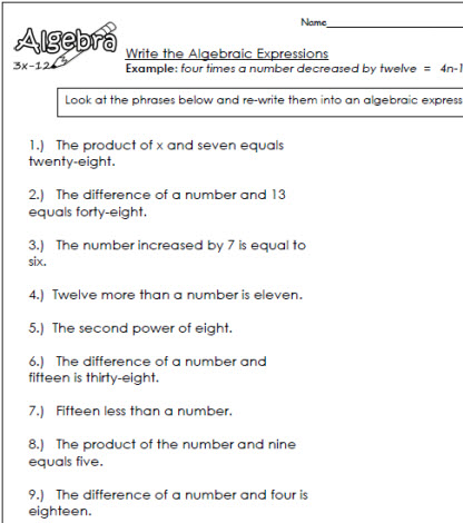 Algebraic Expressions 3