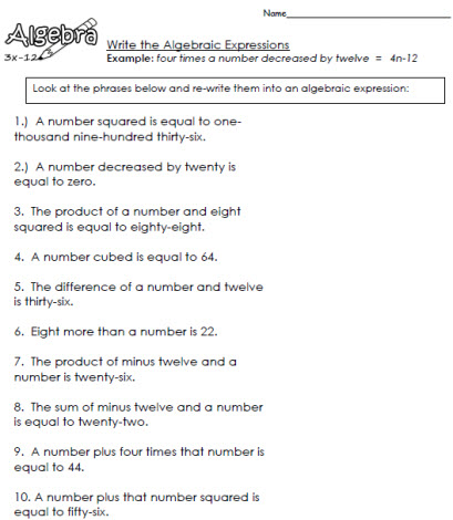 Algebraic Expressions 6