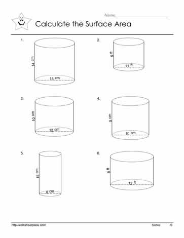 Area of a Cylinder Worksheets