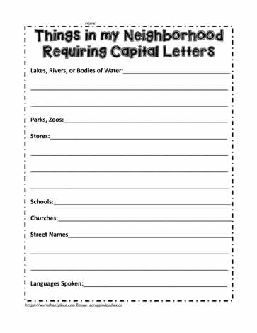 Capital Letters Worksheet