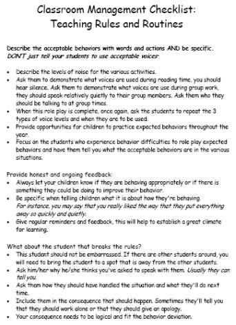 Classroom Management: Teaching Routines