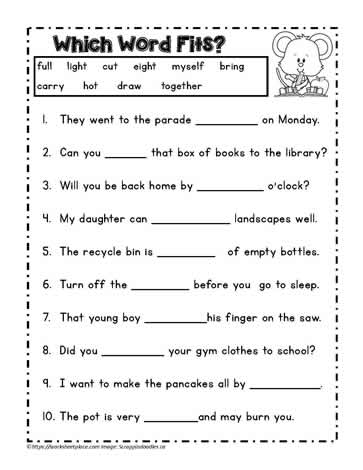 Dolch Worksheet 1