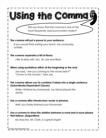 Comma-Rules, How to Use the Comma