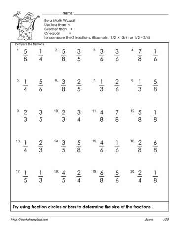Compare-Fractions-Worksheet-3 Worksheets