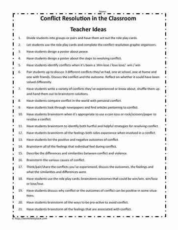 Teacher Tips and Ideas for Conflict
