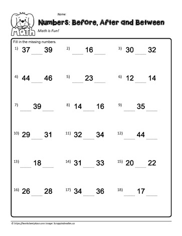 Before After and Between Numbers 50-11