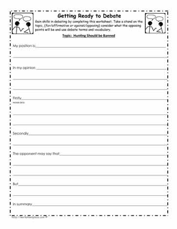 Get Ready to Debate Worksheets