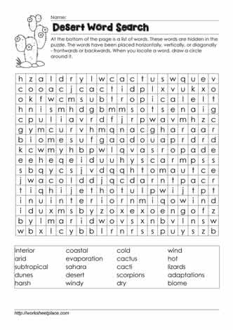 Desert Wordsearch