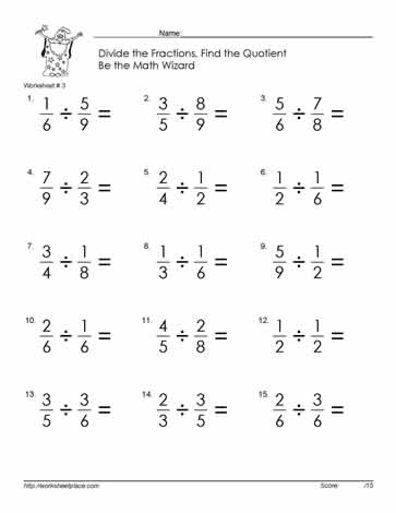 divide fraction worksheet 3 worksheets