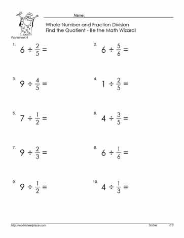 Divide Fractions By Whole Number-4 Worksheets