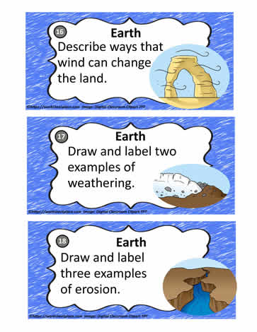 Earth Processes Task Cards