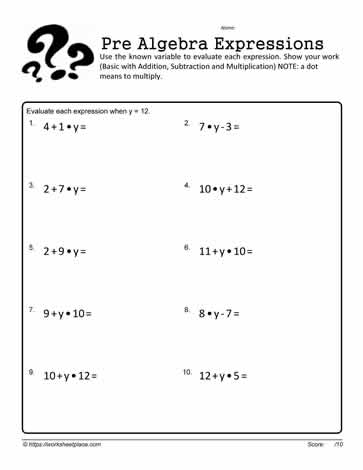 Evaluate the Expression Worksheet 11