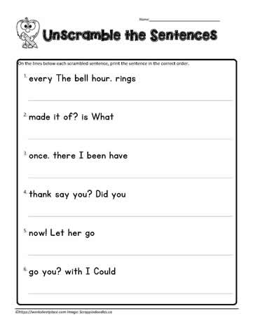 Scrambled Sentences Google Quiz gr 1