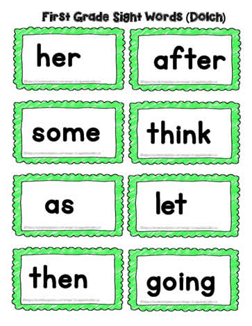First Grade Word Cards