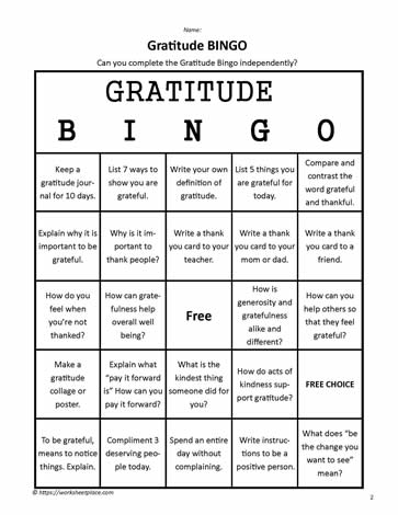 Gratitude Bingo