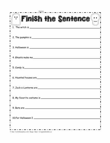 Finish the Sentence Writing Activity