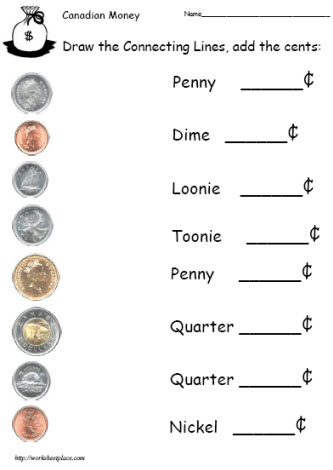 identify the coins worksheets