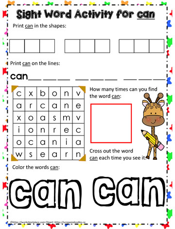 sight-word-can-worksheets