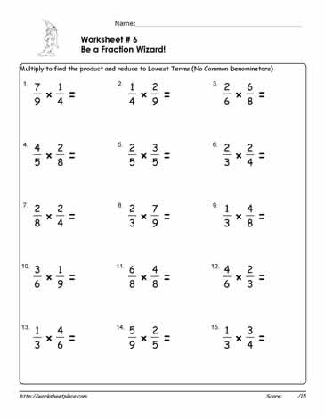 multiply fractions worksheet 6 worksheets