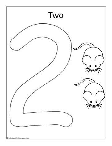 color the number 2 worksheets