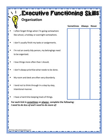 Organizational Teaching Activity Worksheets