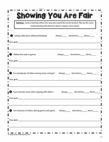 Fairness Worksheet Worksheets