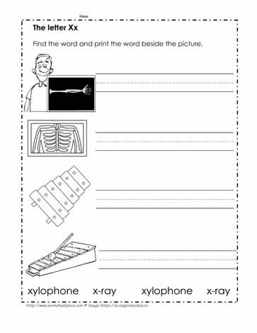 Print The Words Beginning With X Worksheets