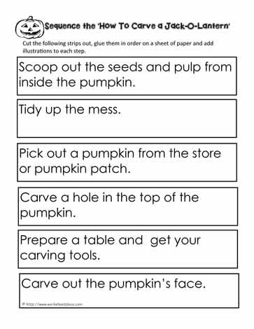 Procedural Writing - Sequence the Carve the Pumpki