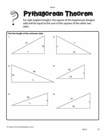 Pythagorean Exercise Worksheets