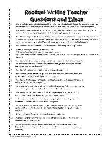 Recount Teacher Ideas and Questions