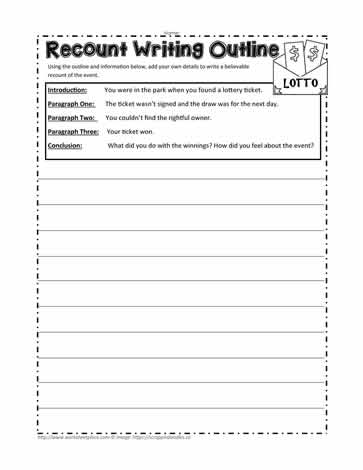 recount writing outline worksheets