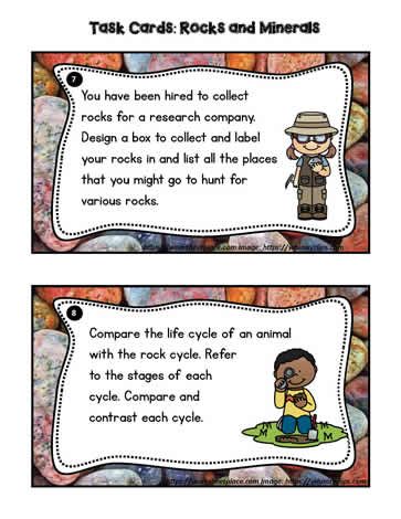 Rocks and Minerals Task Cards 7-8